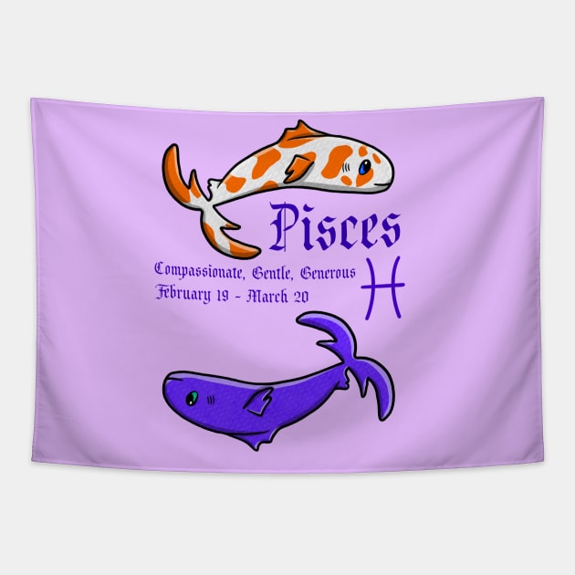 Pisces Zodiac Sign Dates & Traits Tapestry by Pheona and Jozer Designs