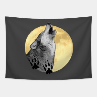 Wolf Design, howling at the moon, wildlife Tapestry