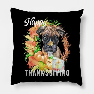 Boxer Dog Owner Thanksgiving Celebration Harvest Theme Pillow