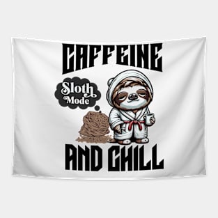 Sloth Mode: Cozy Morning Coffee Design Tapestry