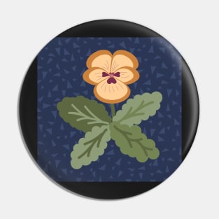 Minimalist pansy flower on classic navy blue Pin