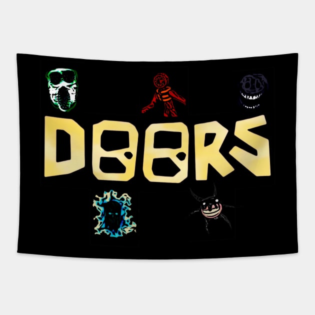 Doors Logo and Monsters Tapestry by Atomic City Art