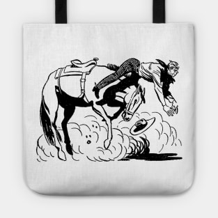 Rodeo Taming Brave Horse Western Cowboy Retro Comic Tote