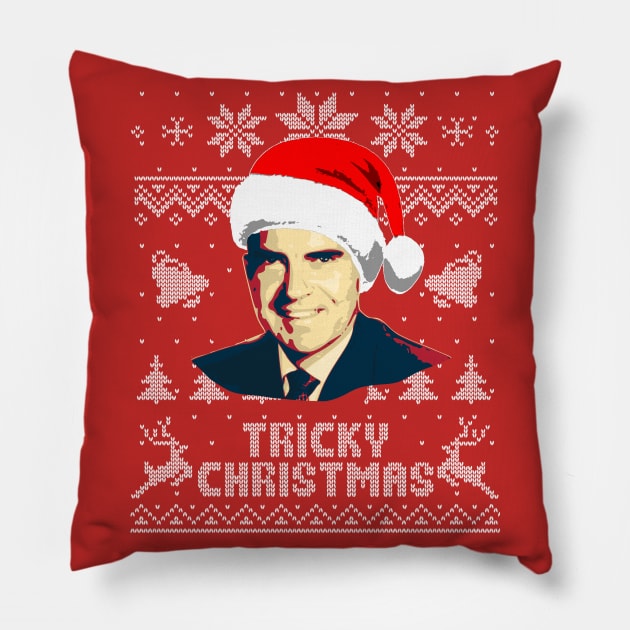 Richard Nixon Tricky Christmas Pillow by Nerd_art