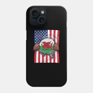 Wales Flag American Flag Ripped - Gift for Welsh From Wales Phone Case