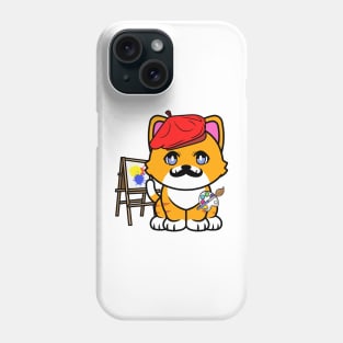 Cute Orange cat is a painter Phone Case