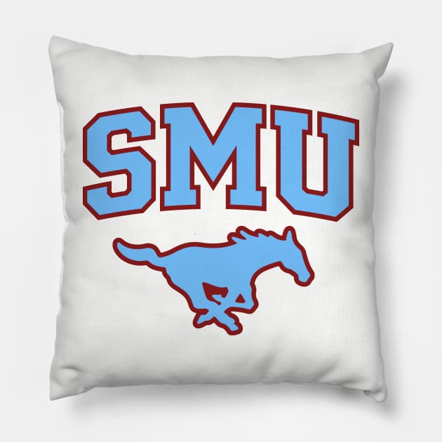 SMU Maroon Logo & Blue Peruna Pillow by one-broke-kid