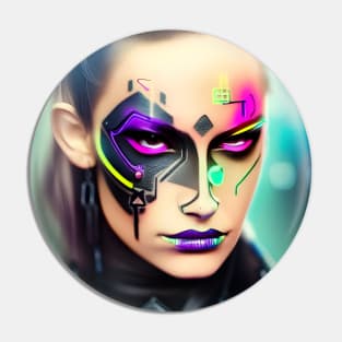 Enhanced Cyberpunk Woman Pin