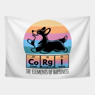 Fun Corgi Happiness Periodic Table of Elements Sunset design Tapestry