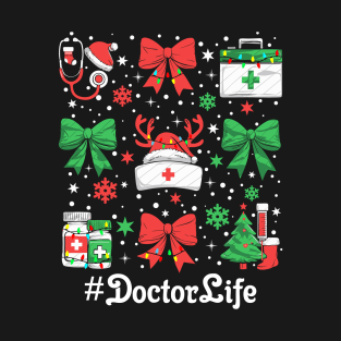 Funny Xmas Coquette Bow Santa Funny Doctor Christmas T-Shirt