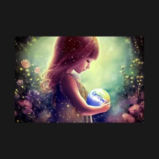 fantasy girl and earth T-Shirt