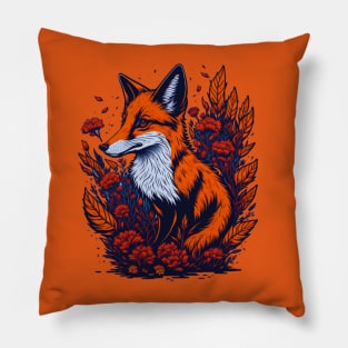 Fox  with flowers Pillow