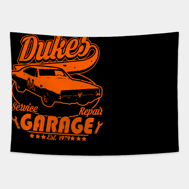 Dukes Garage Tapestry by absolemstudio