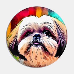 Shih Tzu Painted Pop Art Pin