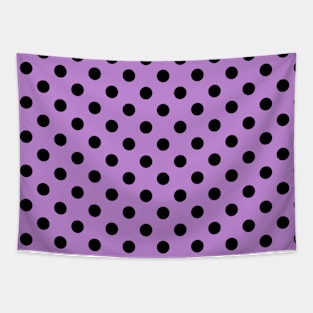 Black Polka Dots Pattern on Purple Background Tapestry