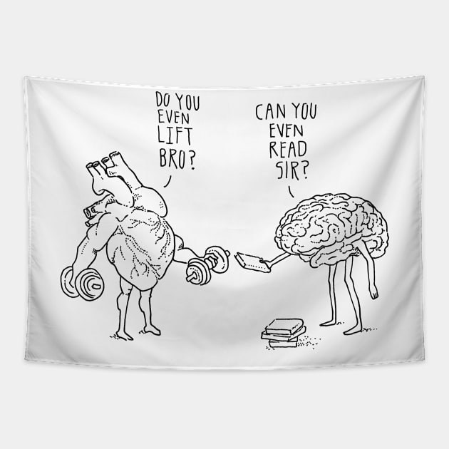 Brain and Brawn Tapestry by sixfootgiraffe