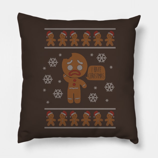 I hate christmas (ugly sweater) Pillow by Melonseta
