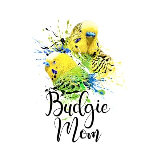 Color Splatter Budgie Parrot Mom White T-Shirt