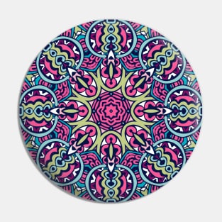 Colorful Mandala Aztec Pattern Indian Mexican Ethnic Oriental Rug Pin