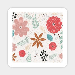 Red Pink Blue Yellow Flower Pattern Layers Magnet