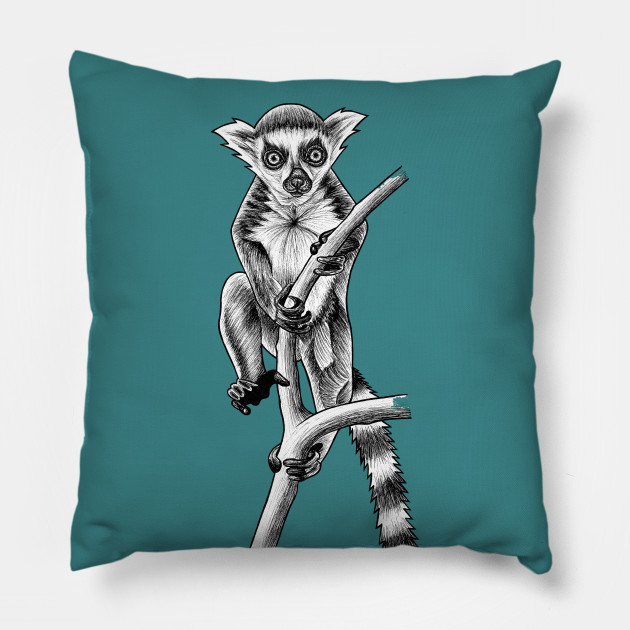 Baby Ring Tailed Lemur Ink Illustration Lemur Pillow Teepublic