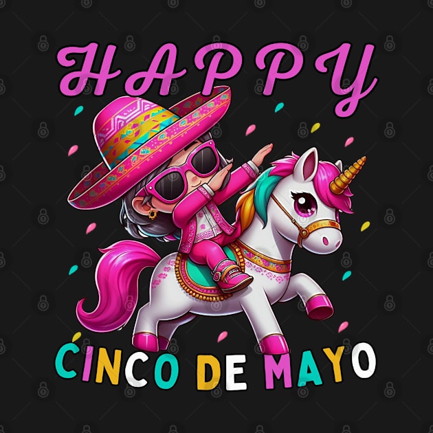Dabbing girl Dancer on Unicorn Back Happy Cinco de Mayo wearing sunglasses by MetAliStor ⭐⭐⭐⭐⭐