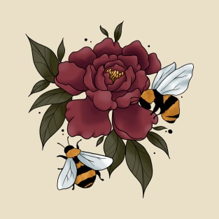 Sweet little funny bee and their flowers T-Shirt