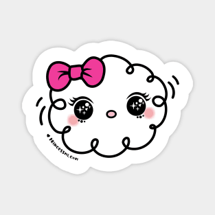 cute kawaii cloud with pink ribbon and big bing bing eyes Magnet