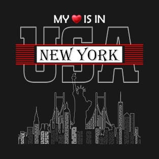 My heart is in New York USA T-Shirt