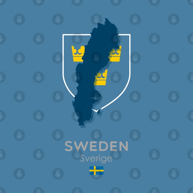 Sweden Map and Flag by 9bitshirts