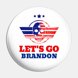 Lets Go Brandon USA Skull Flag Distressed Pin