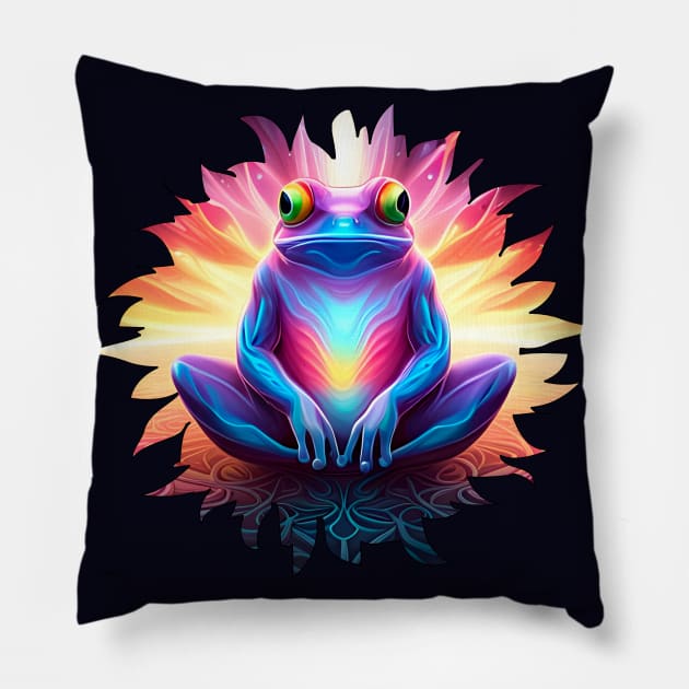 Froggy Animal Spirit (20) - Trippy Psychedelic Frog Pillow by TheThirdEye