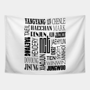 NCT MEMBERS NAMES AND LOGO COLLAGE BLACK Tapestry