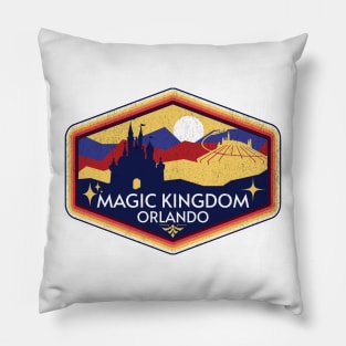 Distressed Magic Kingdom Orlando Vintage Retro Design Pillow