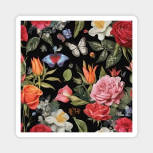 Night Garden with Flowers and Butterflies Magnet