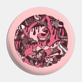 Pink and White Circle of Drip Pin