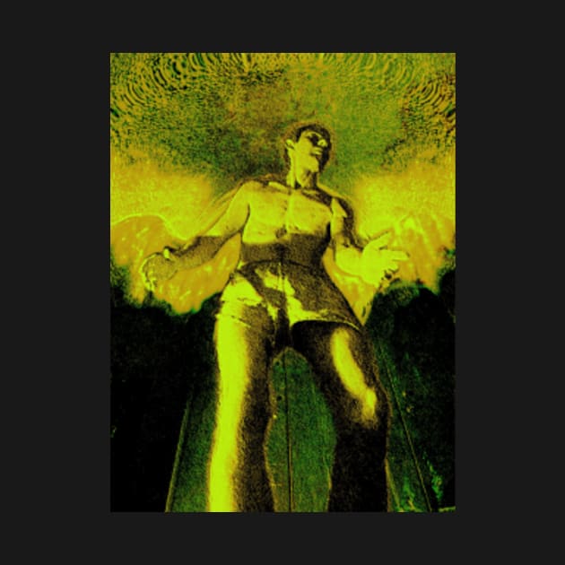 Portrait, digital collage and special processing. Angel in underpants in room. Astonishing. Bright green. by 234TeeUser234