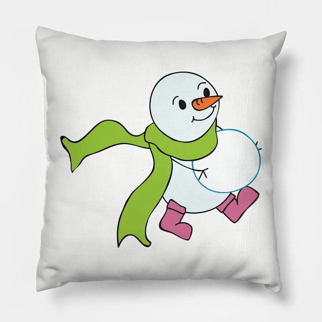 Snowman making snowman Pillow by counterclockwise