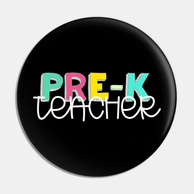 Preschool educator teacher multicolored white Pin by Debb Creations 