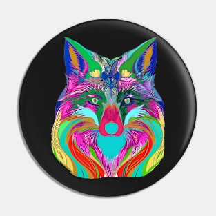 COLOURFUL FOX HEAD BLUE COLORED Pin