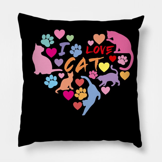 Cat Love: Cat Miaw and Cute Cat Design Pillow by LycheeDesign