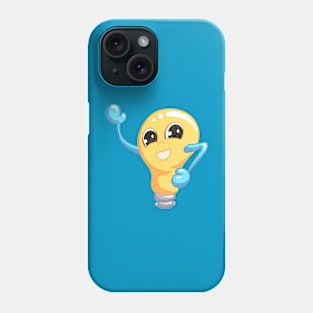 Cartoon Bright Idea Light Bulb Lightbulb Smiling and Waving Phone Case