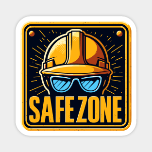 Safe zone construction helmet and goggles sign Magnet