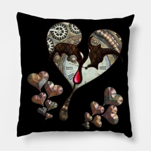 Wonderful elegant steampunk heart with clocks and gears Pillow