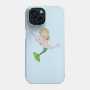 meramaid with pet narwhale Phone Case