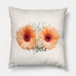 Pale Orange Gerbera Daisies and Stephanotis Pillow