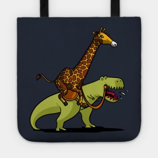 Giraffe Riding T-Rex Dinosaur Tote