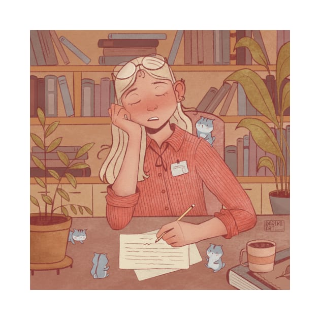 Tired of studying girl by dariko art