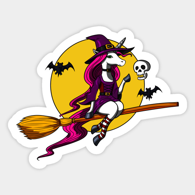 Unicorn Witch Halloween Unicorn Witch Pegatina Teepublic Mx