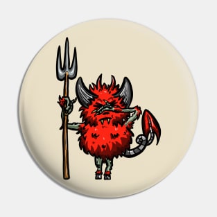 Embarrassed Devil on my Shoulder Cartoon Logo Mascot Pin